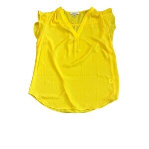 Chaus Sunny Yellow Sheer V-Neck Blouse - Size S